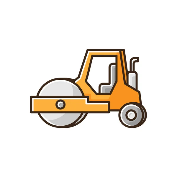 Road Roller Rgb Kleurenpictogram Voertuig Van Het Type Compactor Voor — Stockvector