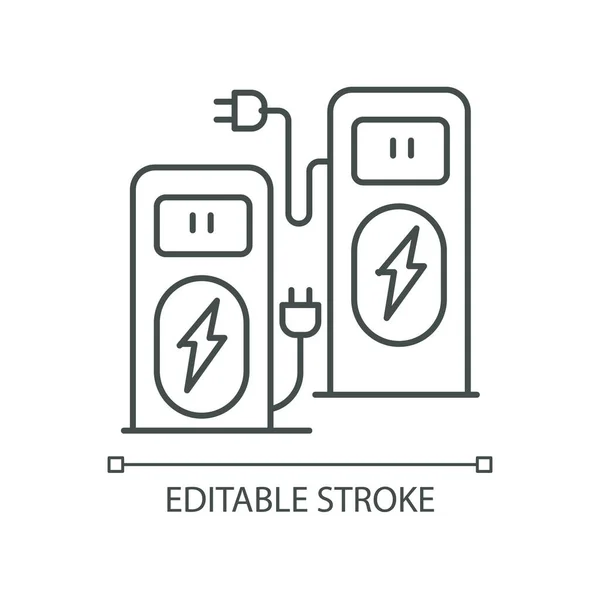 Power Recharge Terminal Pixel Perfekte Lineare Symbol Selbstbedienungskiosk Zum Aufladen — Stockvektor