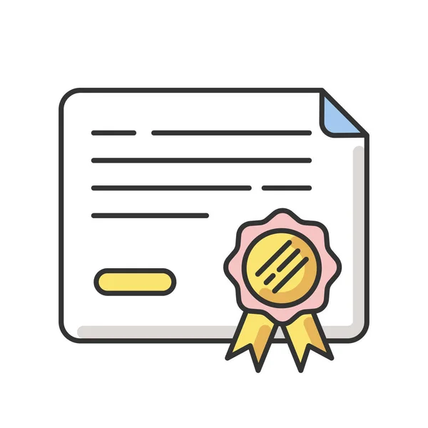 Значок Цвета Сертификата Rgb Диплом Окончании Колледжа Печатью Университетская Газета — стоковый вектор
