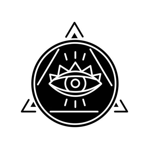 Eye Providence Black Glyph Icon Occult Symbol All Seeing Eye — Stock Vector