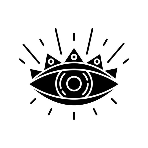 Всі Бачать Чорний Гліф Очей Окультизм Пророцтво Священний Символ Око — стоковий вектор