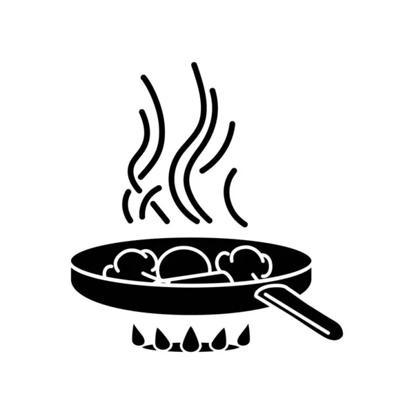 Frittierendes Schwarzes Glyphen Symbol Fast Food Zubereitung Essenszubereitung Silhouette Symbol — Stockvektor