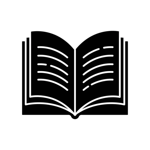Otevřít Ikonu Černého Glyfu Knihy Stránka Slovníku Napiš Univerzitní Noviny — Stockový vektor