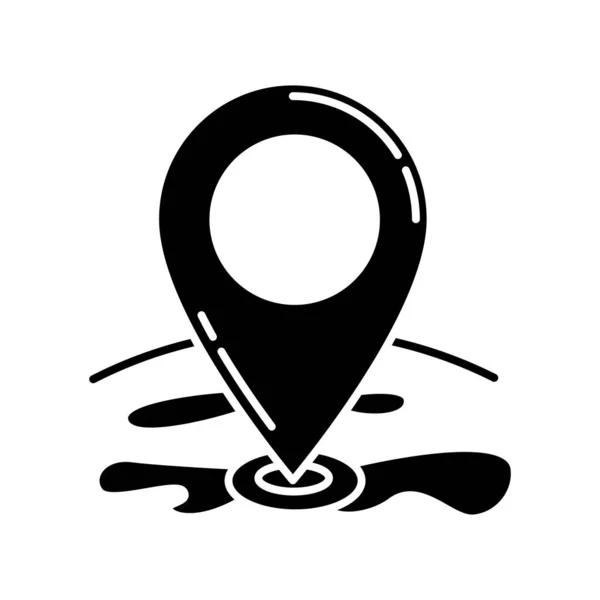 Positionszeiger Schwarzes Glyphen Symbol Gps Position Positionsstift Auf Der Karte — Stockvektor