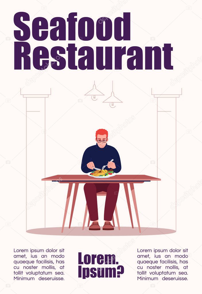 Seafood Restaurant Poster Template Delicious Sea Food Marine Cuisine Commercial Flyer Design With Semi Flat Illustration Vector Cartoon Promo Card Eating Establishment Advertising Invitation Premium Vector In Adobe Illustrator Ai