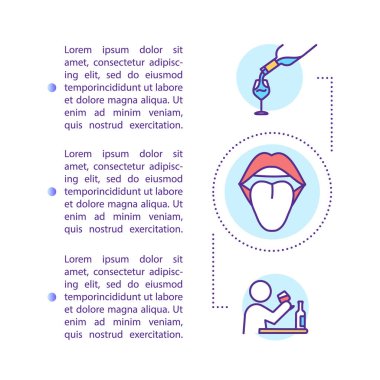 Yazılı şarap tatma konsepti. Yudumla ve tadını çıkar. Alkol kalitesini belirler. Şarap rehberi. PPT sayfa vektör şablonu. Broşür, dergi, kitapçık tasarım ögesi doğrusal çizimler