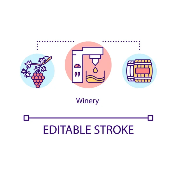 Wijnmakerij Concept Icoon Distilleertechnologie Alcoholische Druivendrank Maken Wijnproductieproces Idee Dunne — Stockvector