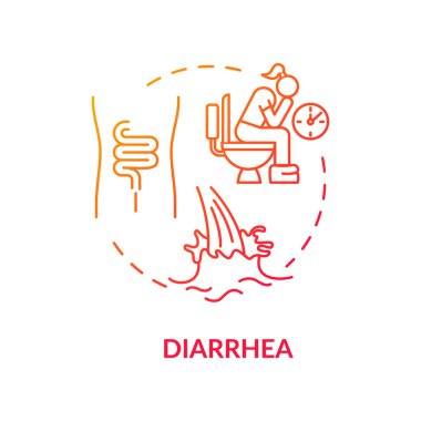 Diarrhea red concept icon. Watery stool. Digestive problem. Disease and illness. Salmonella sign. Rotavirus symptom idea thin line illustration. Vector isolated outline RGB color drawing clipart