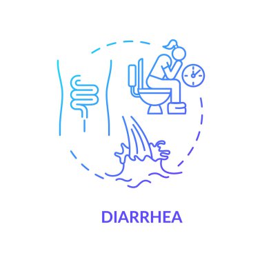 Diarrhea blue concept icon. Watery stool. Digestive problem. Disease and illness. Salmonella sign. Rotavirus symptom idea thin line illustration. Vector isolated outline RGB color drawing clipart