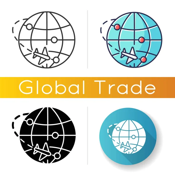 International Trade Icon Export Import Logistics Airmail Parcels Delivery Commerce — Stock Vector