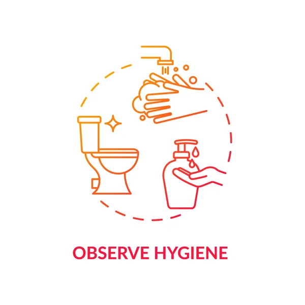 Observe Hygiene Red Concept Icon Virus Infection Precaution Washing Hand — Stock Vector