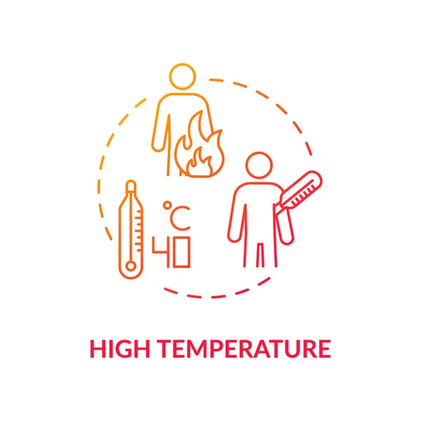 Висока Температура Тіла Червона Піктограма Концепції Хвора Людина Гарячкою Знак — стоковий вектор