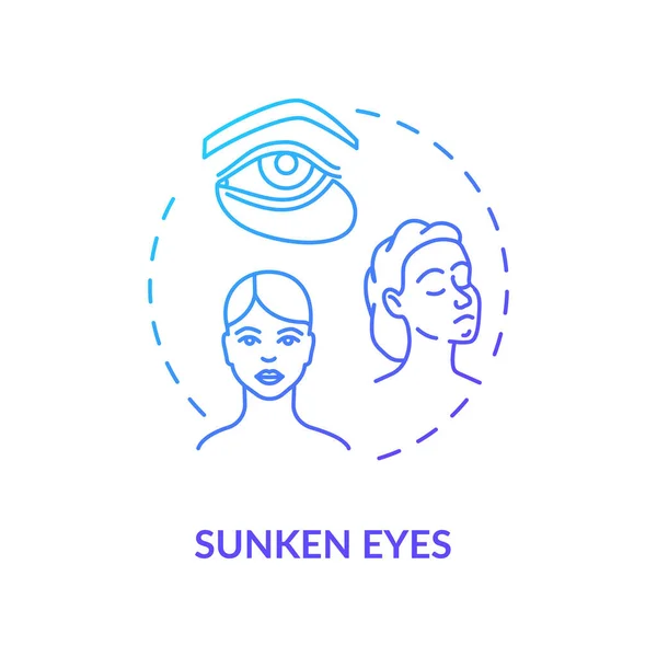 Sunken Eyes Blue Concept Icon Lack Sleep Sign Dark Circles — Stock Vector