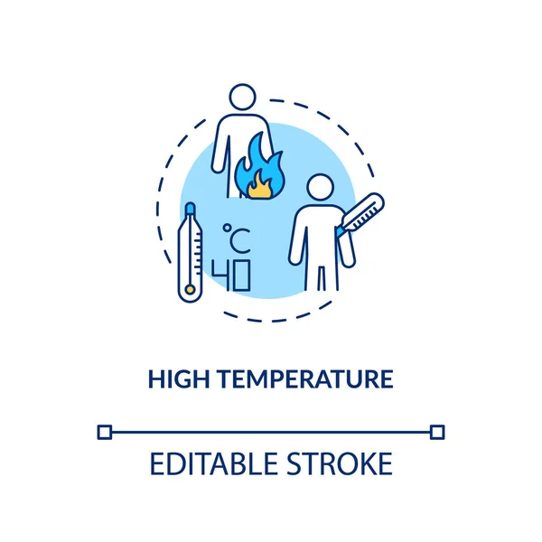 Ícone Conceito Temperatura Corporal Alta Doente Com Febre Sinal Infecção — Vetor de Stock