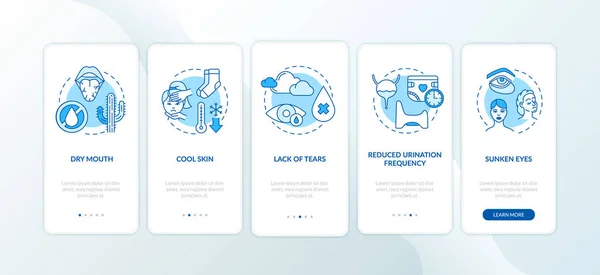 Rotavirus Symptoms Boarding Mobile App Page Screen Conceptions 차가운 감염은 — 스톡 벡터