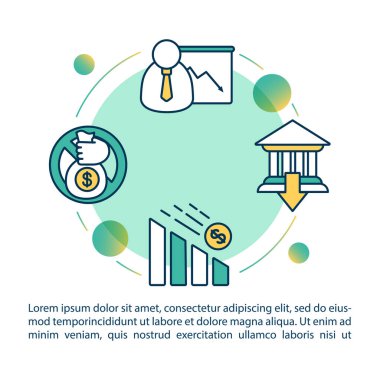 Metinli öntanımlı konsept simgesi. PPT sayfa vektör şablonu. Ulusal ekonomik acil durum, borç ödeme hatası. Finansal kriz broşürü, dergi, doğrusal illüstrasyonlu kitapçık tasarımı ögesi
