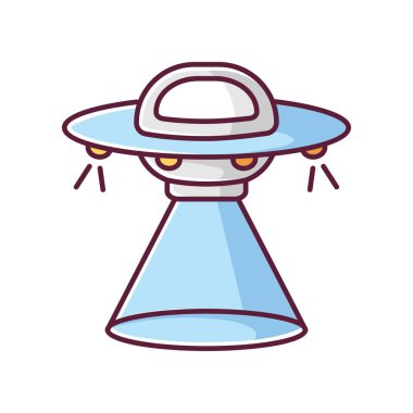 Bilim kurgu mavi RGB renk simgesi. Bilim kurgu filmleri, popüler fütürist fantezi filmleri. Sinema kategorisi, uzay operası. Uçan daire, UFO izole vektör çizimi