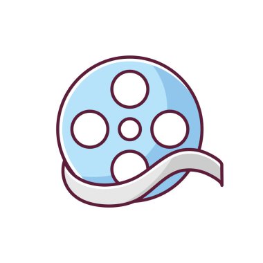 Belgesel filmi mavi RGB renk simgesi. Yaygın film türü, film kategorisi. Tarihi biyografik. Biyografik, kurgusal olmayan bir hikaye. Kamera izole edilmiş vektör illüstrasyonuName