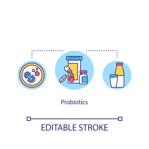 Probiotics Concept Icon Live Helpful Bacteria Food Supplement Human Digestive — Stock Vector