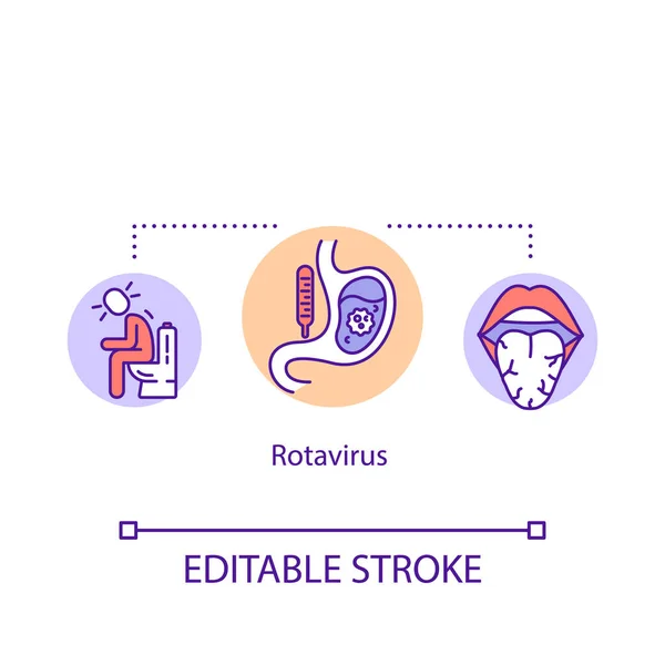 Icône Concept Des Symptômes Rotavirus Diarrhée Sécheresse Buccale Signes Infection — Image vectorielle