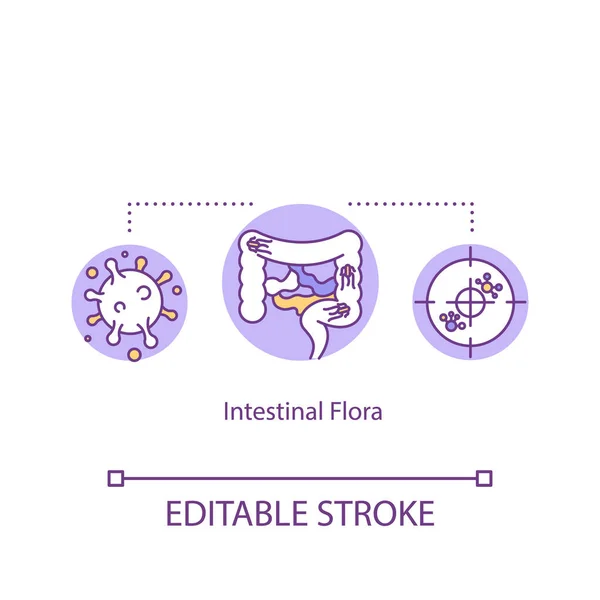 Icône Concept Flore Intestinale Bactéries Mauvaises Bonnes Maladie Diarrhéique Infection — Image vectorielle