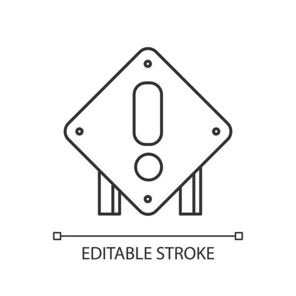 Kwadratowy Znak Drogowy Pixel Idealny Ikona Liniowa Ostrzeżenie Budowie Dróg — Wektor stockowy