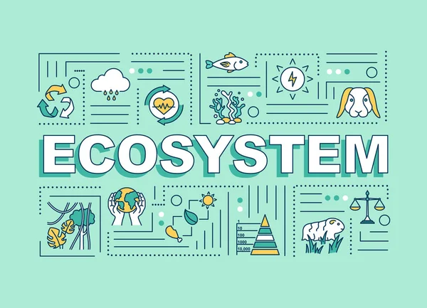 Ekosystem Ord Begrepp Banner Biologisk Mångfald Levande Organismer Infografik Med — Stock vektor