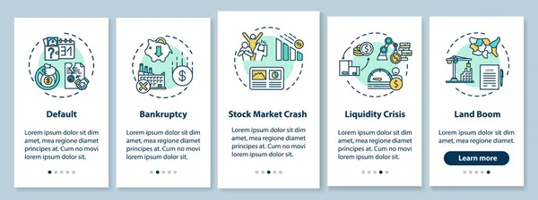 Economische Crisis Onboarding Mobiele App Pagina Scherm Met Concepten Globale — Stockvector