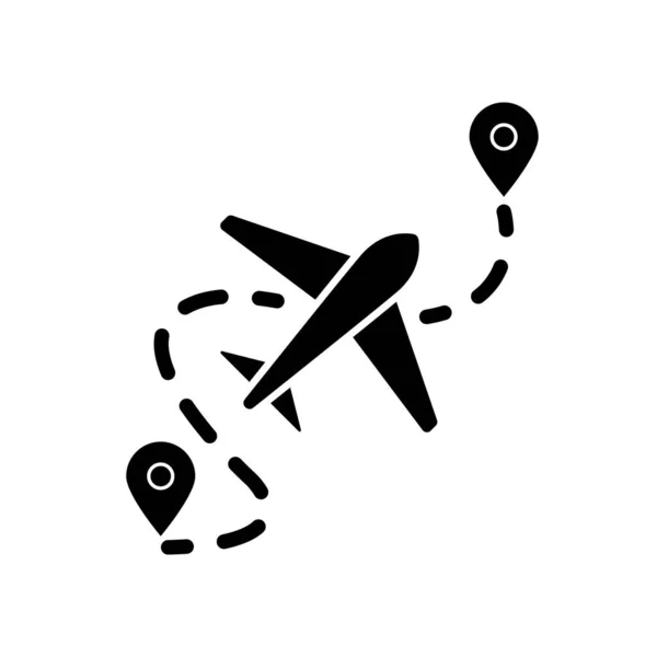 Icône Glyphe Ombre Longue Conception Plane Itinéraire Avion Destination Avion — Image vectorielle