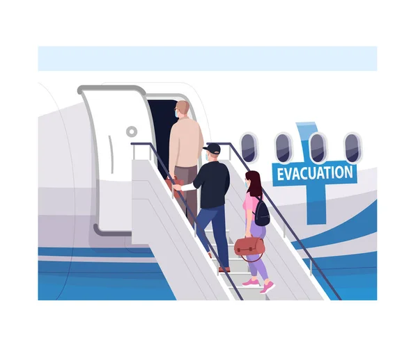 Emergency Evacuation Semi Flat Vector Illustration Contamination Area Lockdown People — Stock Vector