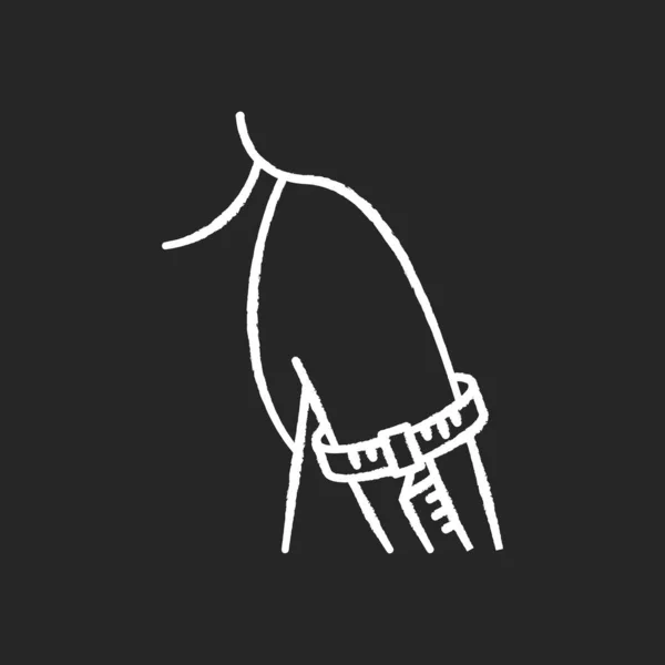 黒の背景に上腕の丸みを帯びたチョークホワイトのアイコン 人体測定 寸法仕様 ベスポークスーツの袖幅決定 絶縁ベクトルチャークボードイラスト — ストックベクタ