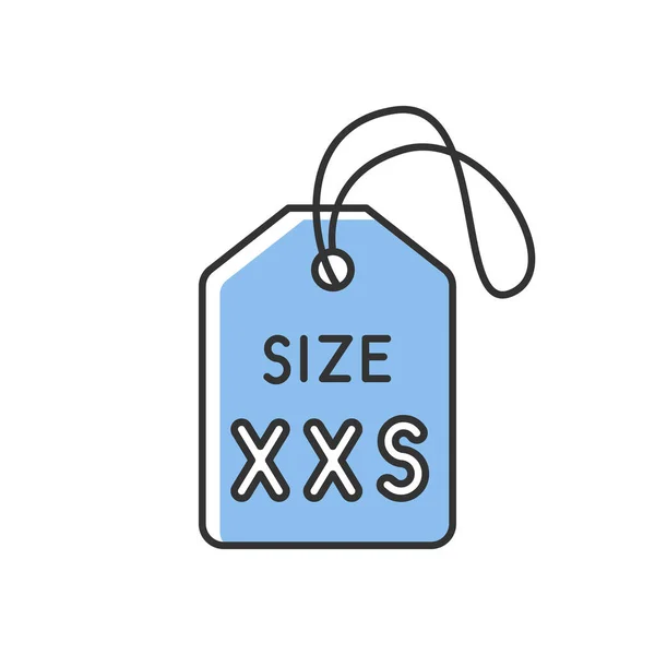 Modrá Xxs Velikost Štítek Rgb Barevná Ikona Popis Parametrů Dětského — Stockový vektor