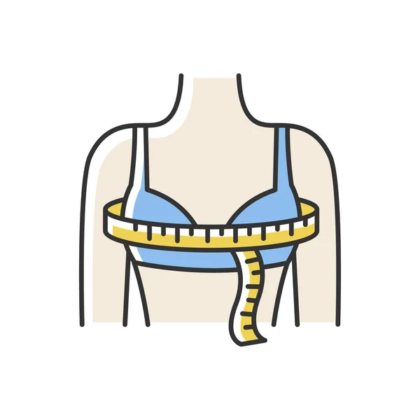 Borstomtrek Rgb Kleurenpictogram Vrouwelijke Metingen Van Het Bovenlichaam Maatwerk Parameters — Stockvector