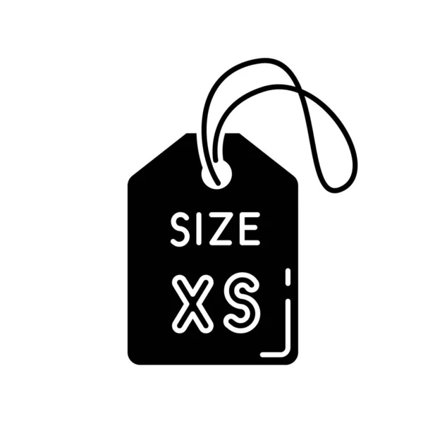 Extra Malá Značka Černá Ikona Glyfu Popis Parametrů Oblečení Silueta — Stockový vektor