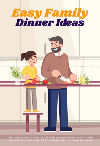 Εύκολη Οικογένεια Ιδέες Δείπνο Πρότυπο Αφίσα Εμπορικό Σχέδιο Φυλλάδιο Ημι — Διανυσματικό Αρχείο