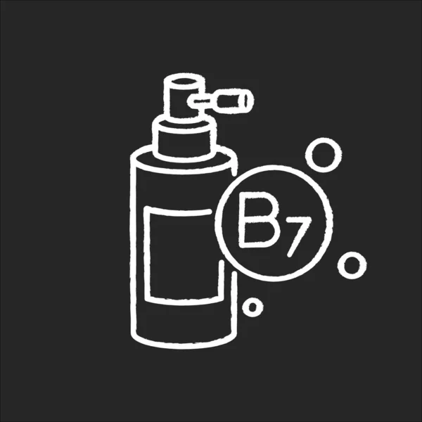 Biotine Vloeibare Vorm Krijtwit Pictogram Zwarte Achtergrond Mist Spray Product — Stockvector