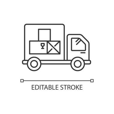 Mal makbuzu piksel mükemmel doğrusal simge. Lojistik, dağıtım, mal teslimat servisi. İnce çizgi özelleştirilebilir illüstrasyon. Contour sembolü. Vektör izole çizim. Düzenlenebilir vuruş