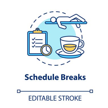 Program konsept simgesini bozar. İşten boş zaman. Ders çalışmayı bırak. Çok çalışan biri. Bencil bakım fikri ince çizgi çizimi. Vektör izole edilmiş RGB renk çizimi. Düzenlenebilir vuruş