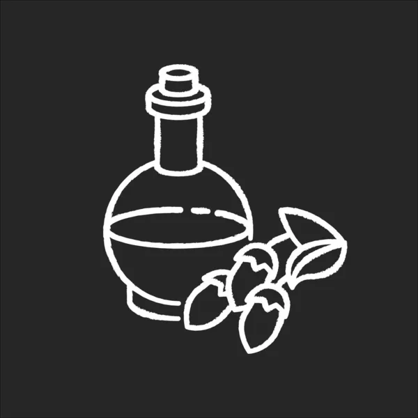 Arganölkreide Weißes Symbol Auf Schwarzem Hintergrund Bio Nüsse Essenz Für — Stockvektor