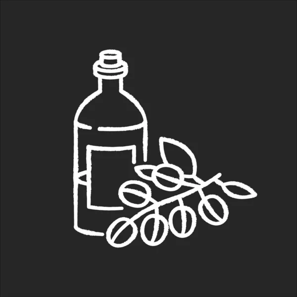 Jojoba Olie Krijt Wit Pictogram Zwarte Achtergrond Vloeibaar Product Pot — Stockvector