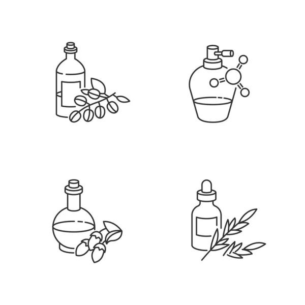 Hair Oils Pixel Perfect Linear Icons Set Antistatic Sprayer Bottle — Stock Vector