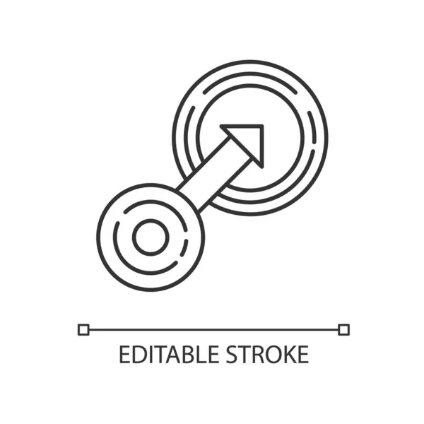 Icono Lineal Perfecto Píxeles Integración Nativa Orientación Estrategia Empresarial Flecha — Vector de stock