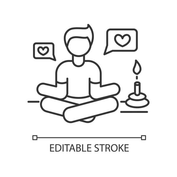 Estilo Vida Gurú Píxel Icono Lineal Perfecto Persona Meditación Pose — Vector de stock