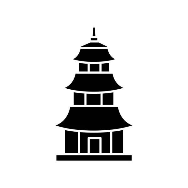 Japansk Tempel Svart Glyf Ikon Buddhistisk Pagoda Struktur Traditionellt Shintotempel — Stock vektor