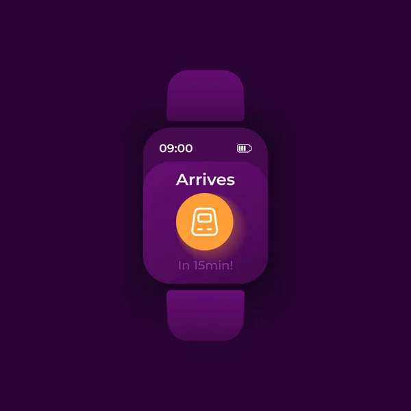 Modèle Vectoriel Interface Smartwatch Avis Voyage Transport Ferroviaire Notification Application — Image vectorielle