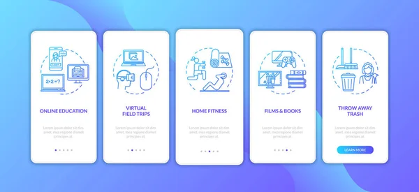 Home Aktivitäten Online Bildung Onboarding Mobile App Seite Bildschirm Mit — Stockvektor