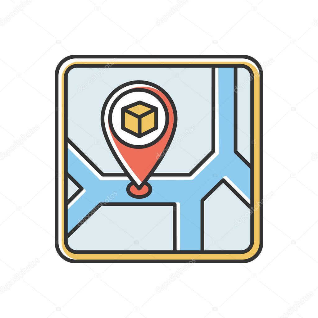 Storage Place Rgb Color Icon Warehouse Location Storehouse Building Address Destination Navigation Cargo Delivery Stockroom On City Map Isolated Vector Illustration Premium Vector In Adobe Illustrator Ai Ai Format
