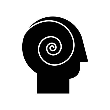 Felsefi film siyah kabartma ikonu. Beyaz uzayda film yapma tarzı, sinematografi türü siluet sembolü. Varoluşsal sorular ve fikirlerle dolu psikolojik bir film. Vektör izole illüstrasyonu