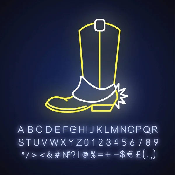 Zachodni Film Neonowa Ikona Światła Zewnętrzny Efekt Świecenia Podpisz Alfabetem — Wektor stockowy