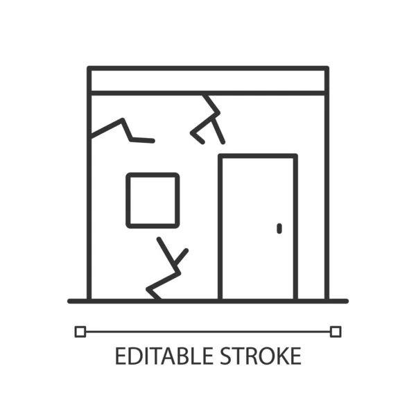 Slums Pixel Perfecte Lineaire Pictogram Gebarsten Stedelijke Constructie Slechte Staat — Stockvector